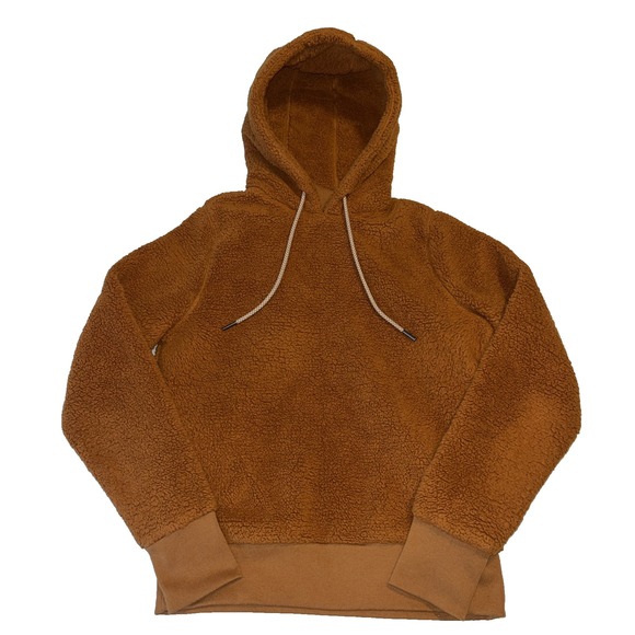 Athleta Tops - Athleta Brown Mocha Beige Sherpa Fuzzy Pullover Hoodie Oversized XS Small